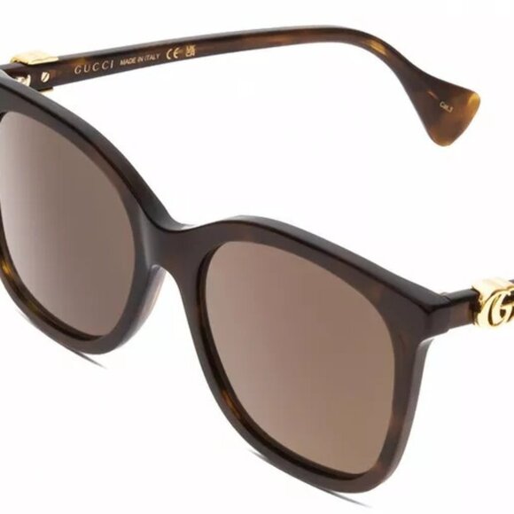 GUCCI GG1071S Womens Cateye Designer Sunglasses Tortoise Havana Gold/Brown 55 mm - Picture 1 of 13